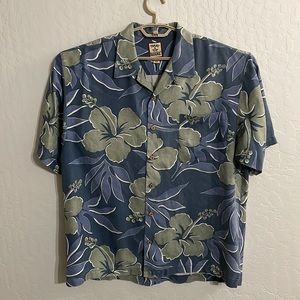 Tommy Bahama 100% silk Hawaiian shirt short sleeved floral print pckt mens large